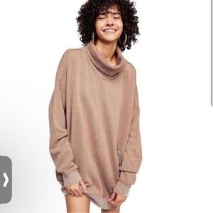 Free People|| Too Easy Cowl Neck Fleece/Sherpa Pullover NWT